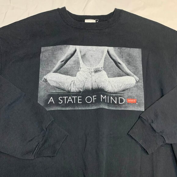 Vtg Levi's A State of Mind Graphic Crewneck Sweatshirt XL TG Canada 80s 90s - Picture 3 of 9